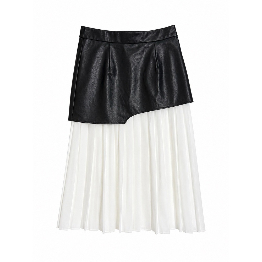Commense Leather Style Pleated Midi Skirt Balletcore Quiet Luxury Parisian Chic